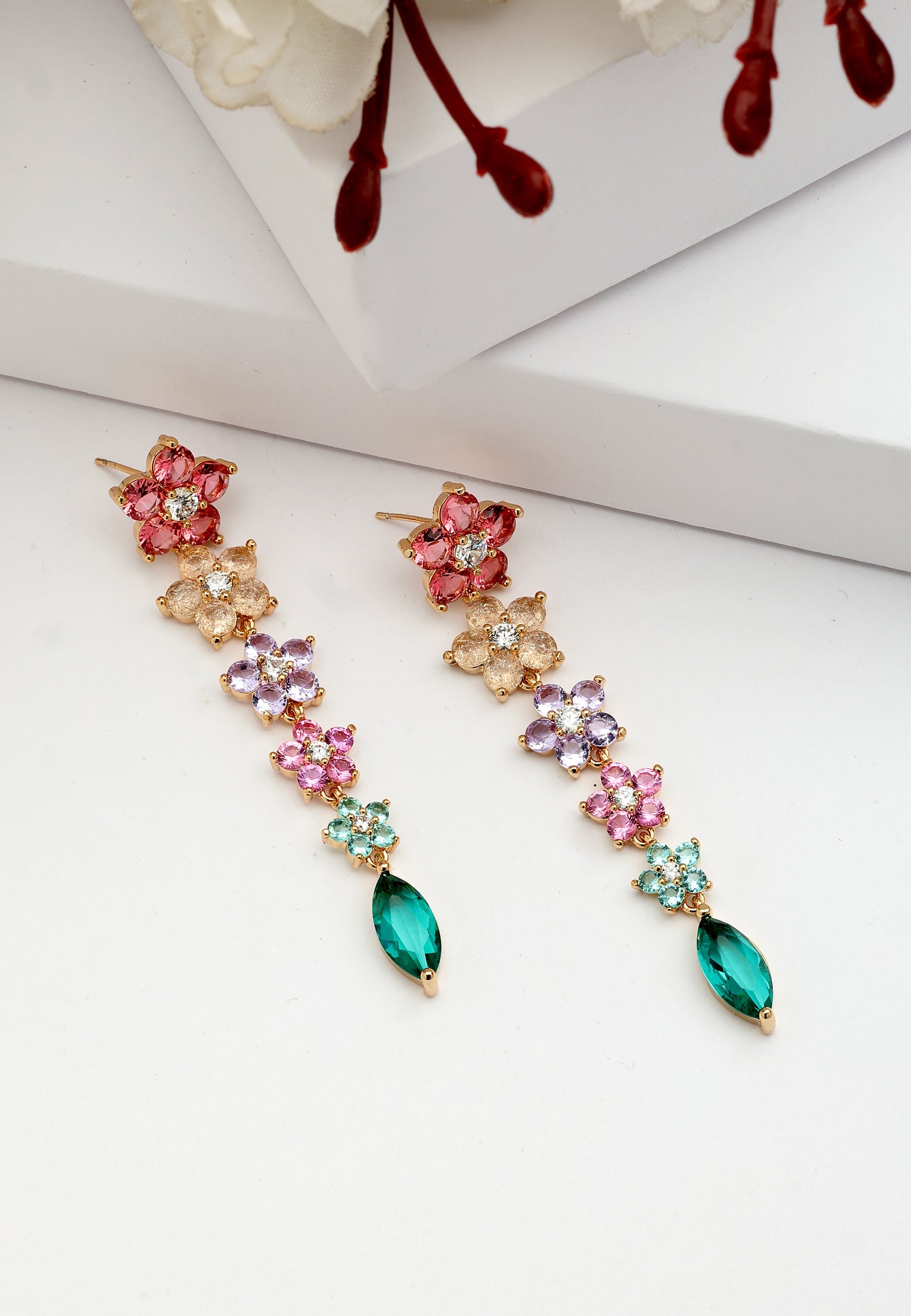 Diva Floral Long Drop Earrings