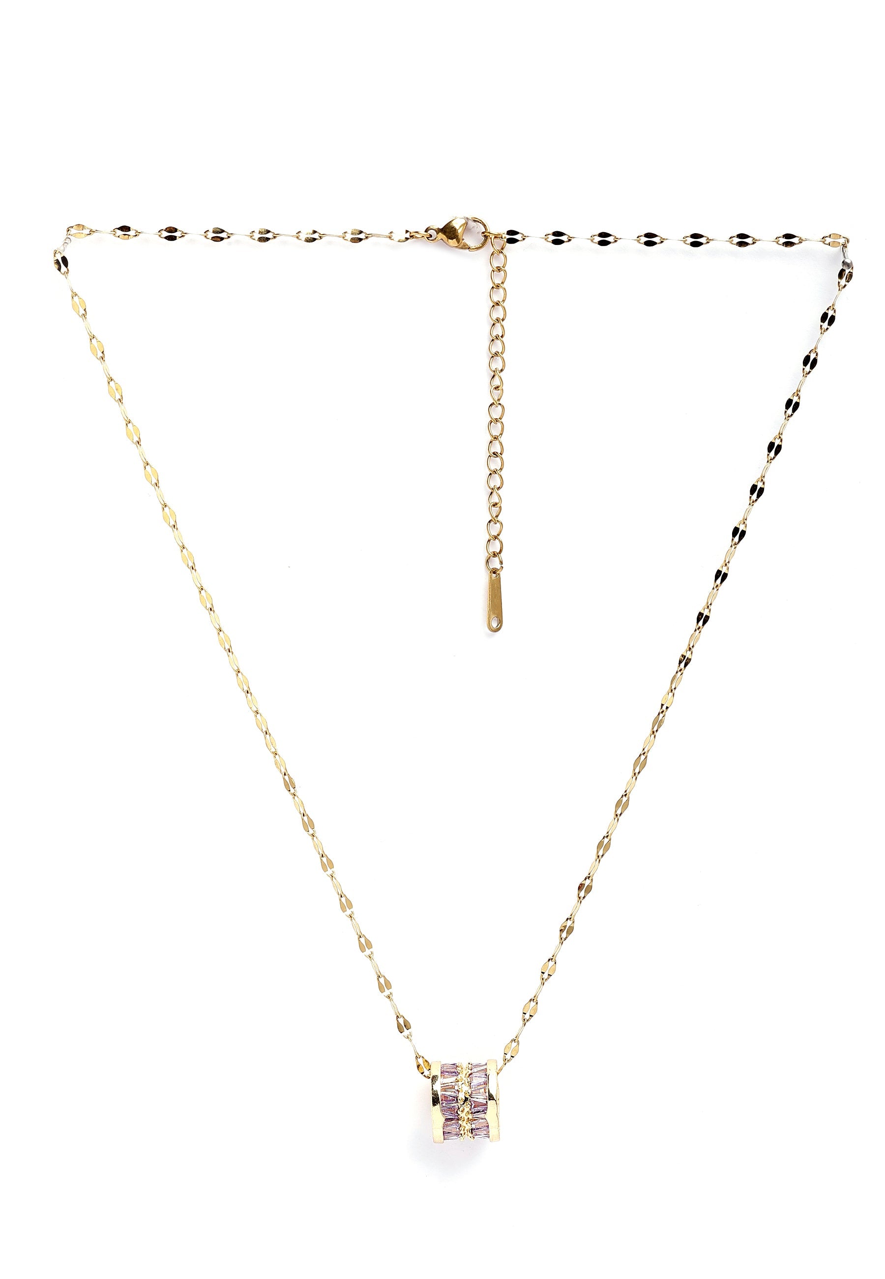 Elegant Cylinder Inlaid Chain Necklace