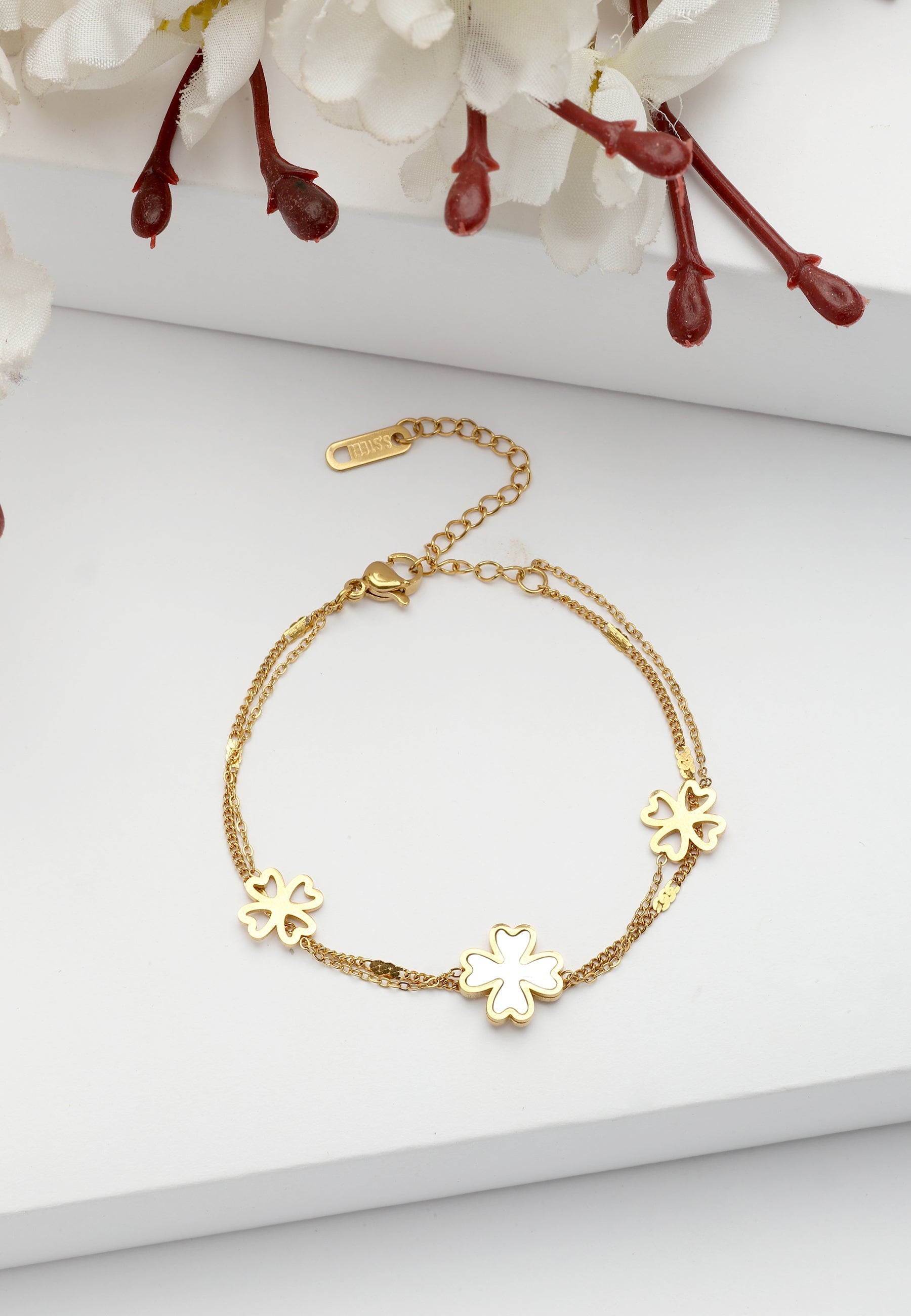 Diva Double Layered Floral Chain Bracelet