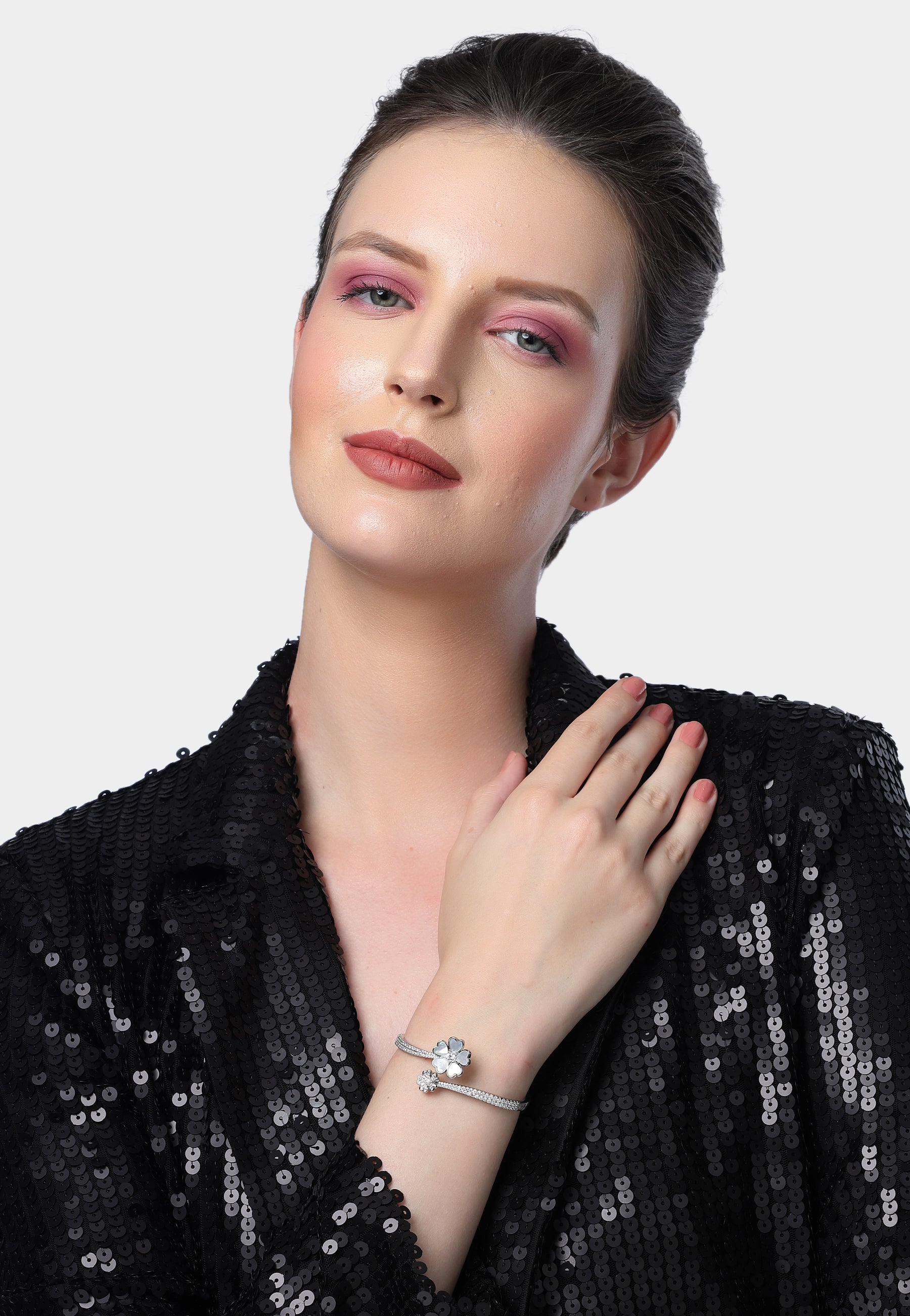 Diva Dainty MOP Flower Cuff Bracelet