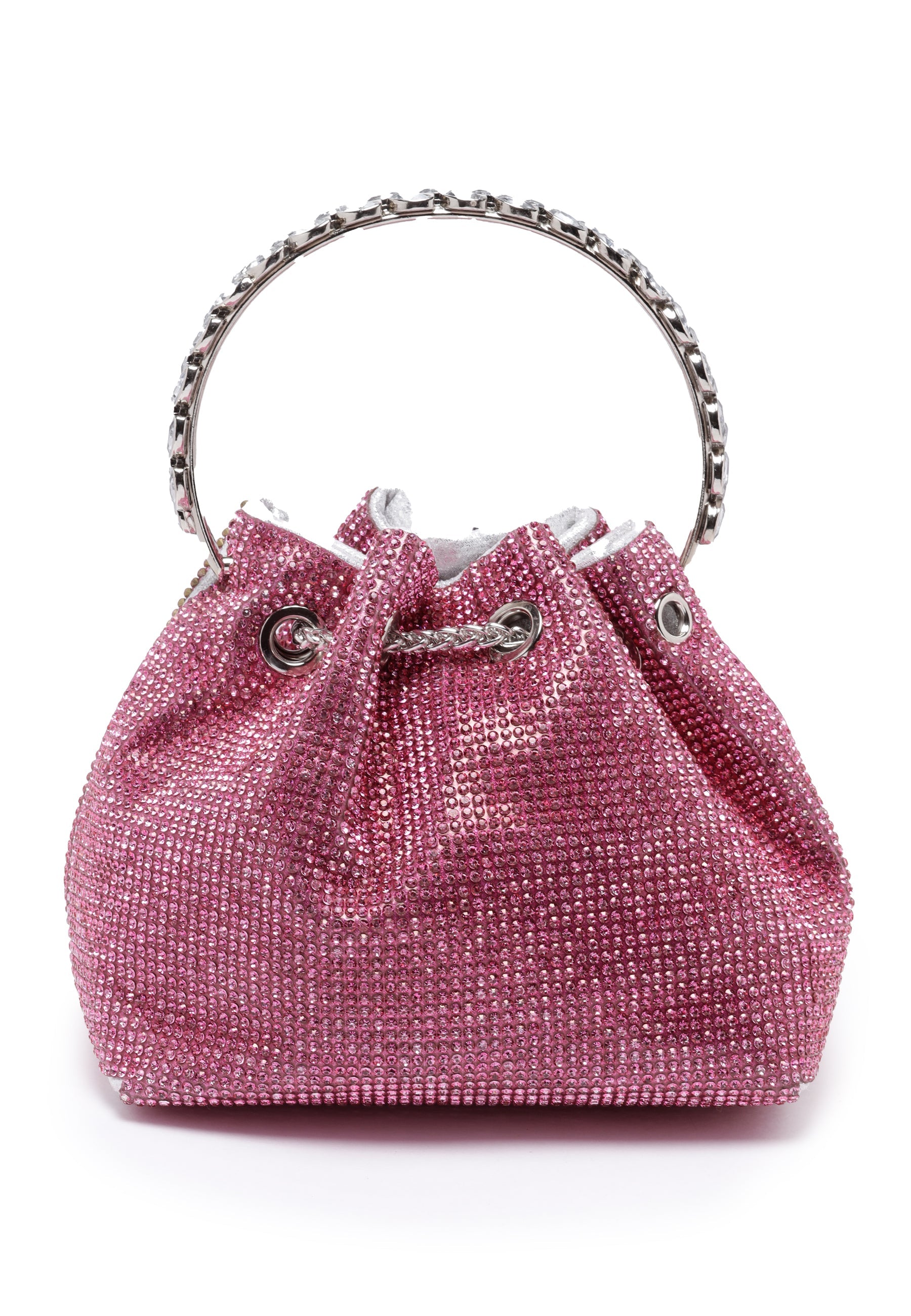 Pink Crystal Studded Shoulder Clutch