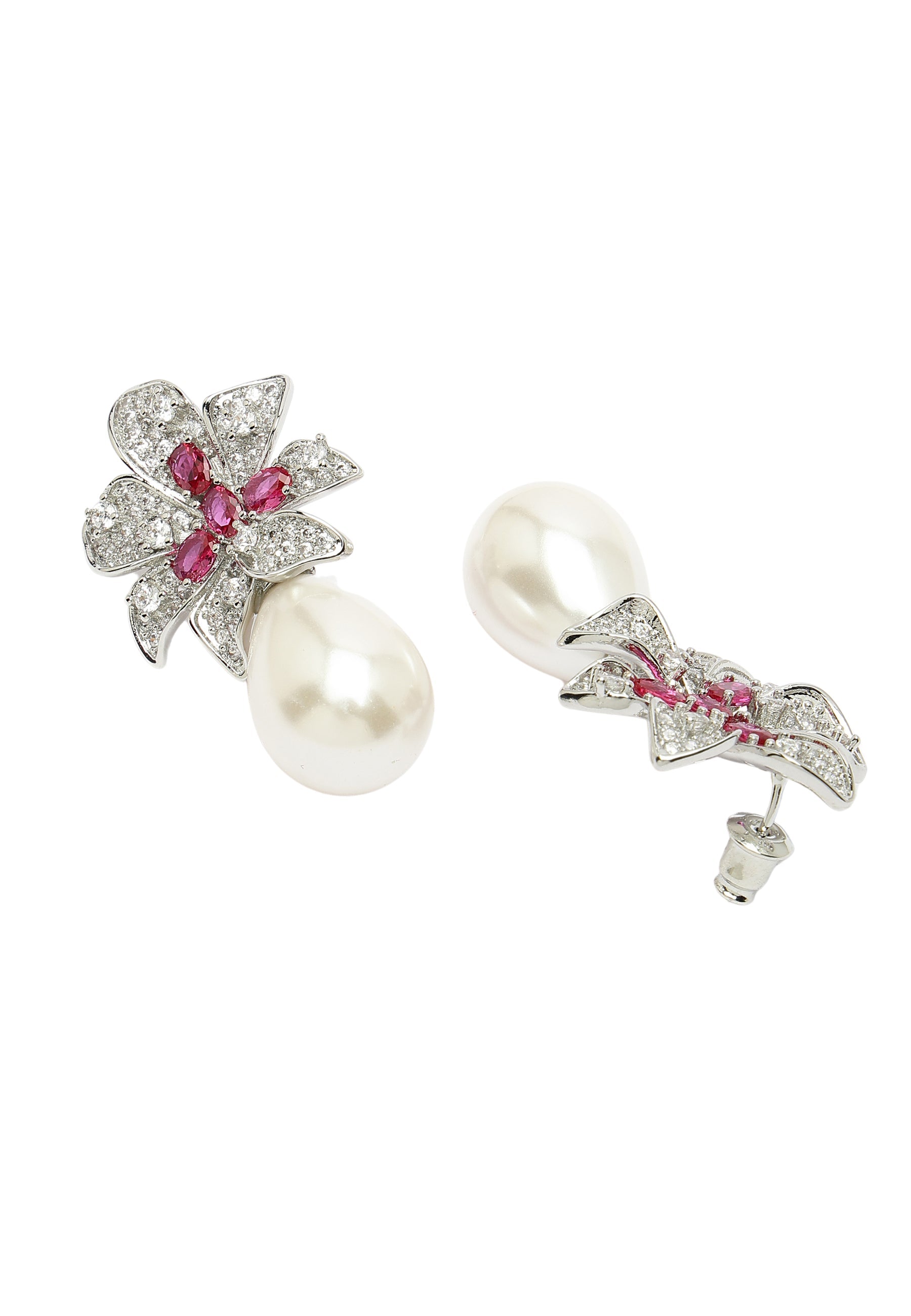 Floral Drop Earrings In Zirconia