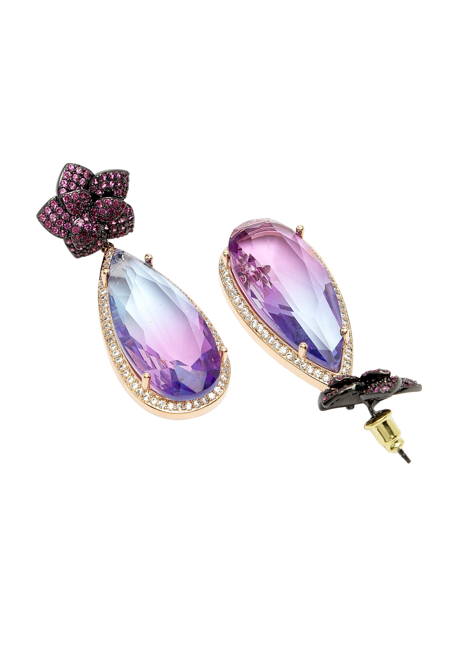 Floral Zirconia Drop Earrings