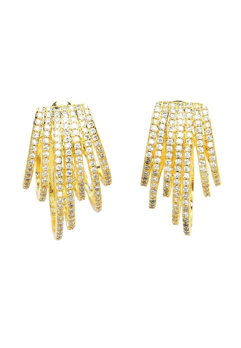 Cubic Zirconia Fringe Stud Earrings
