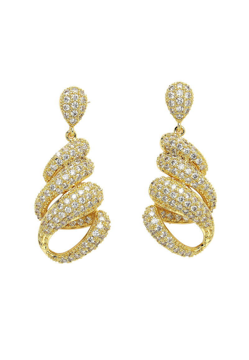 Gleaming Zircon Twisted Earrings