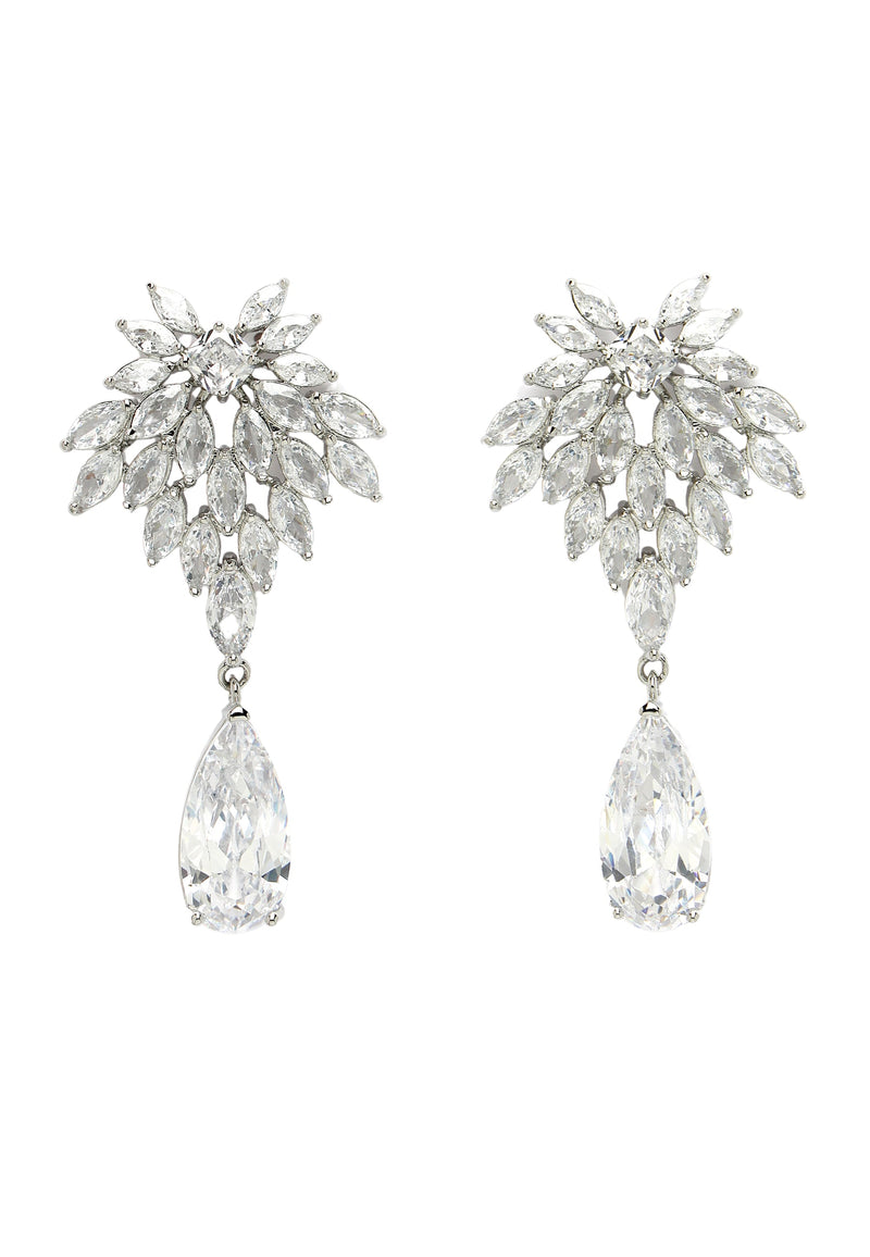 Elegant Zirconia Leafy Drop Earrings