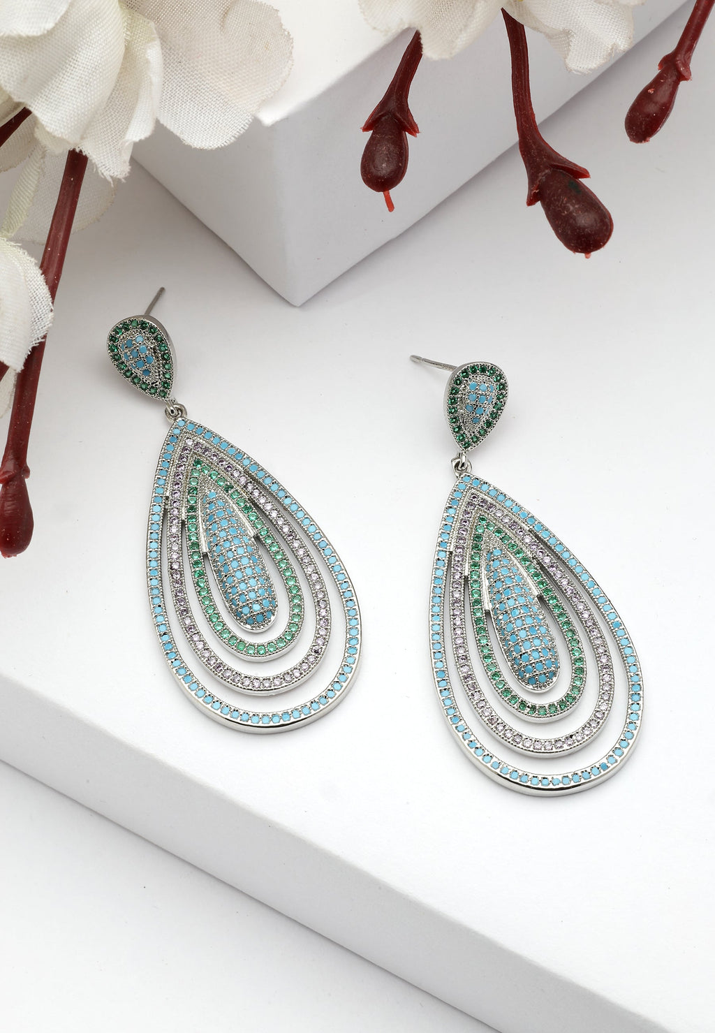 Diva Sterling Layered Tear Drop Earrings