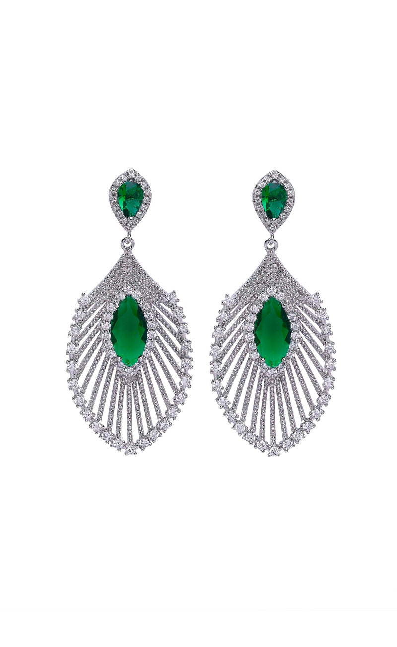 Diva Peacock Feather Drop Earring