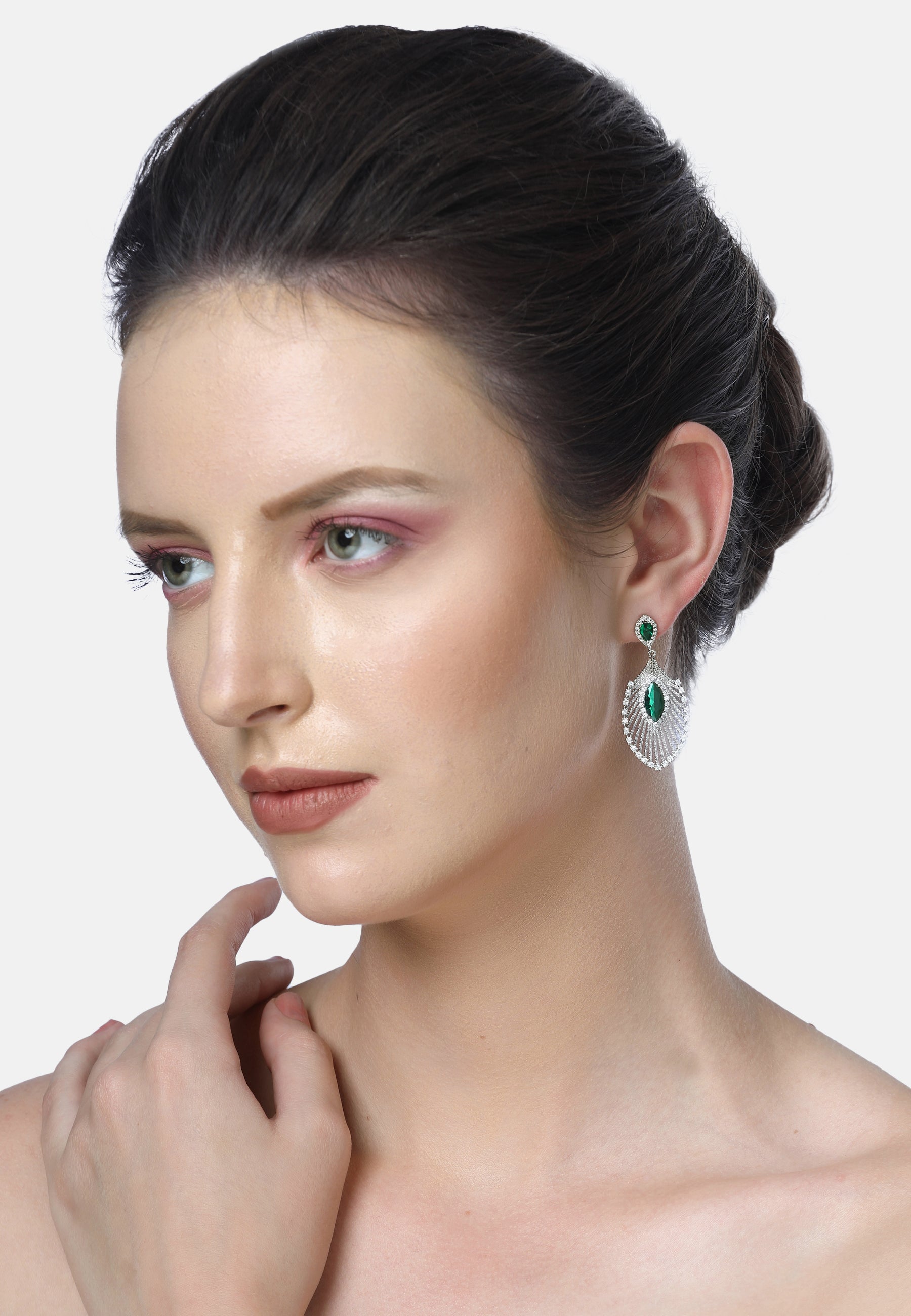 Diva Peacock Feather Drop Earring