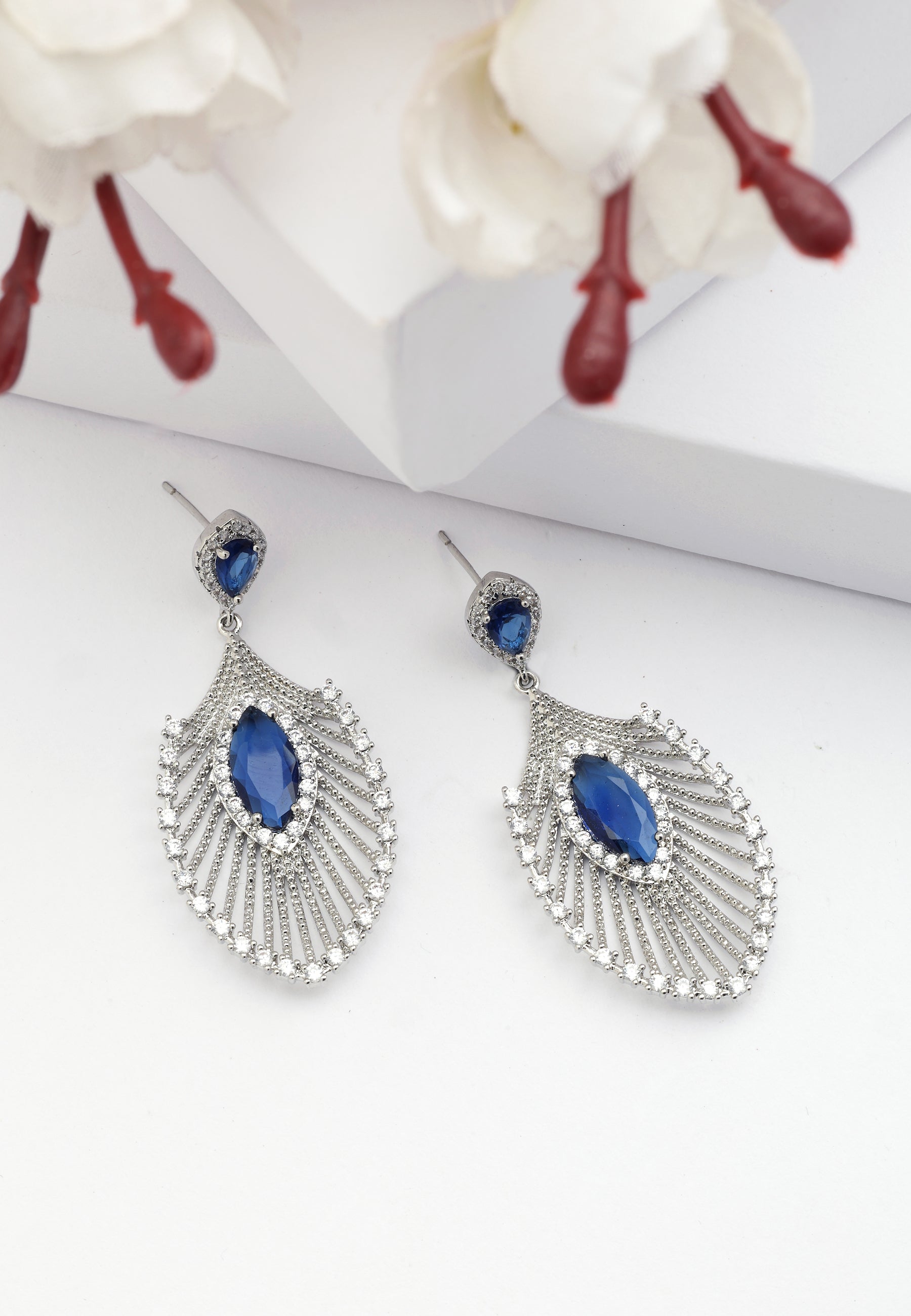 Diva Peacock Feather Drop Earring