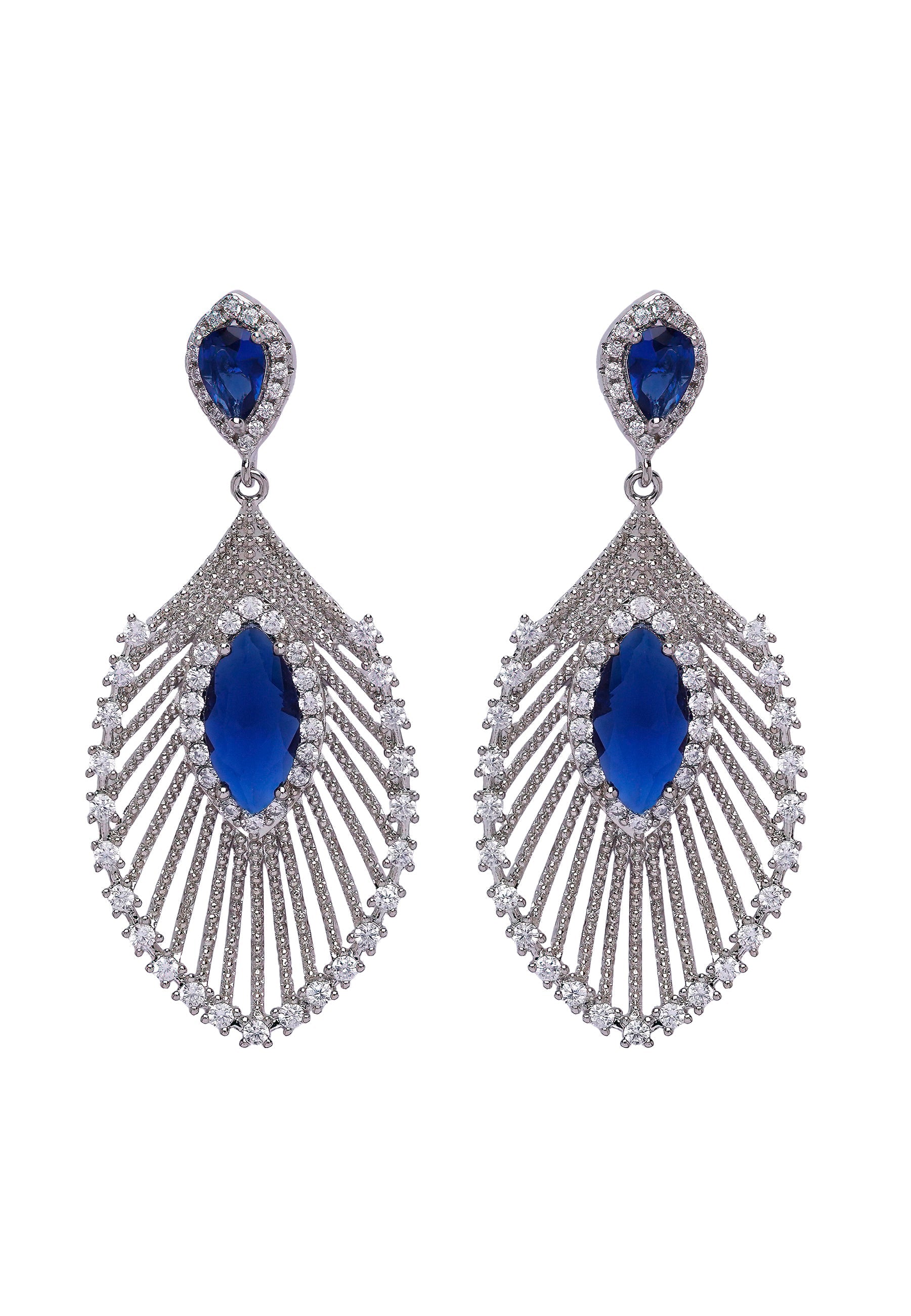 Diva Peacock Feather Drop Earring