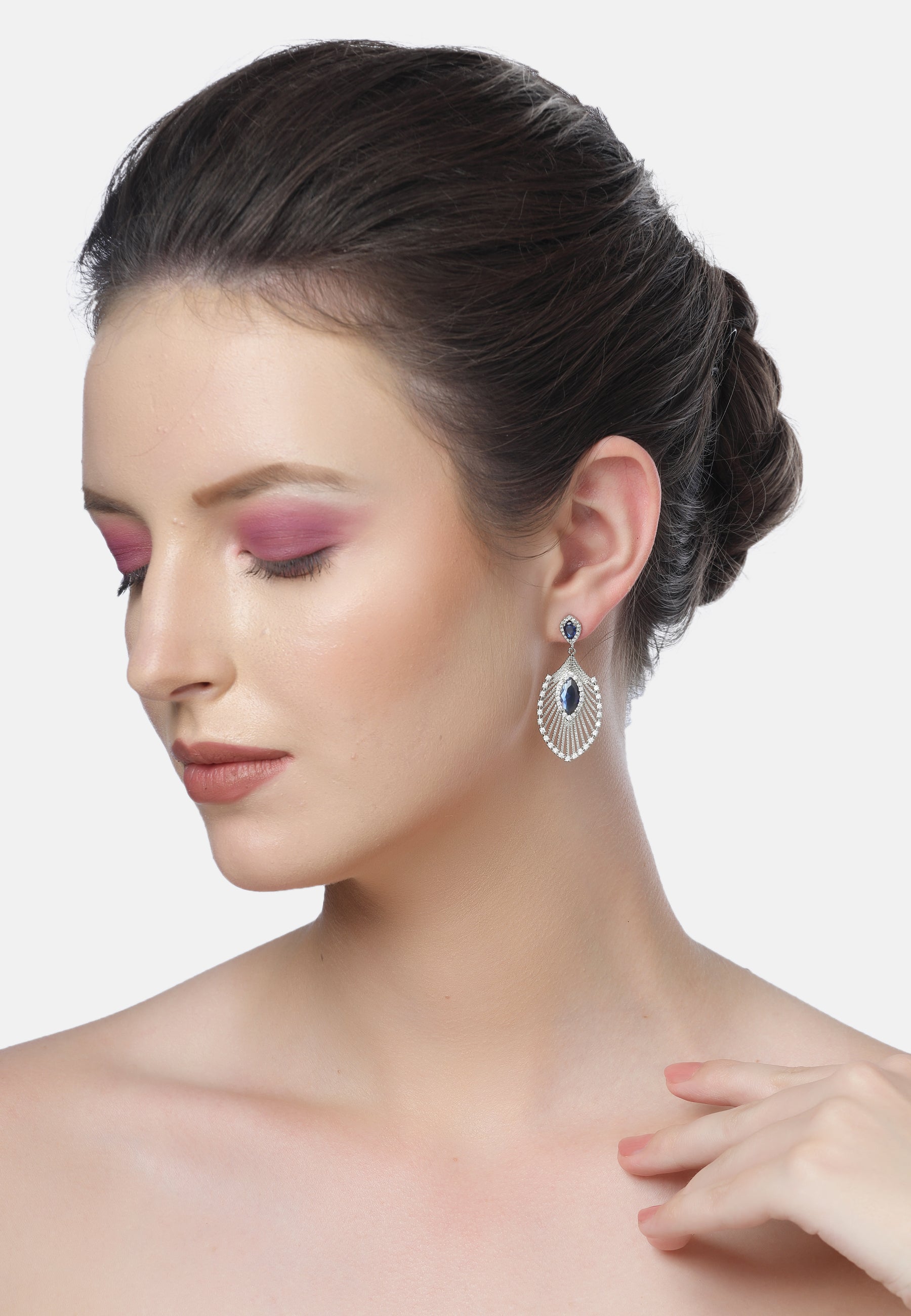 Diva Peacock Feather Drop Earring