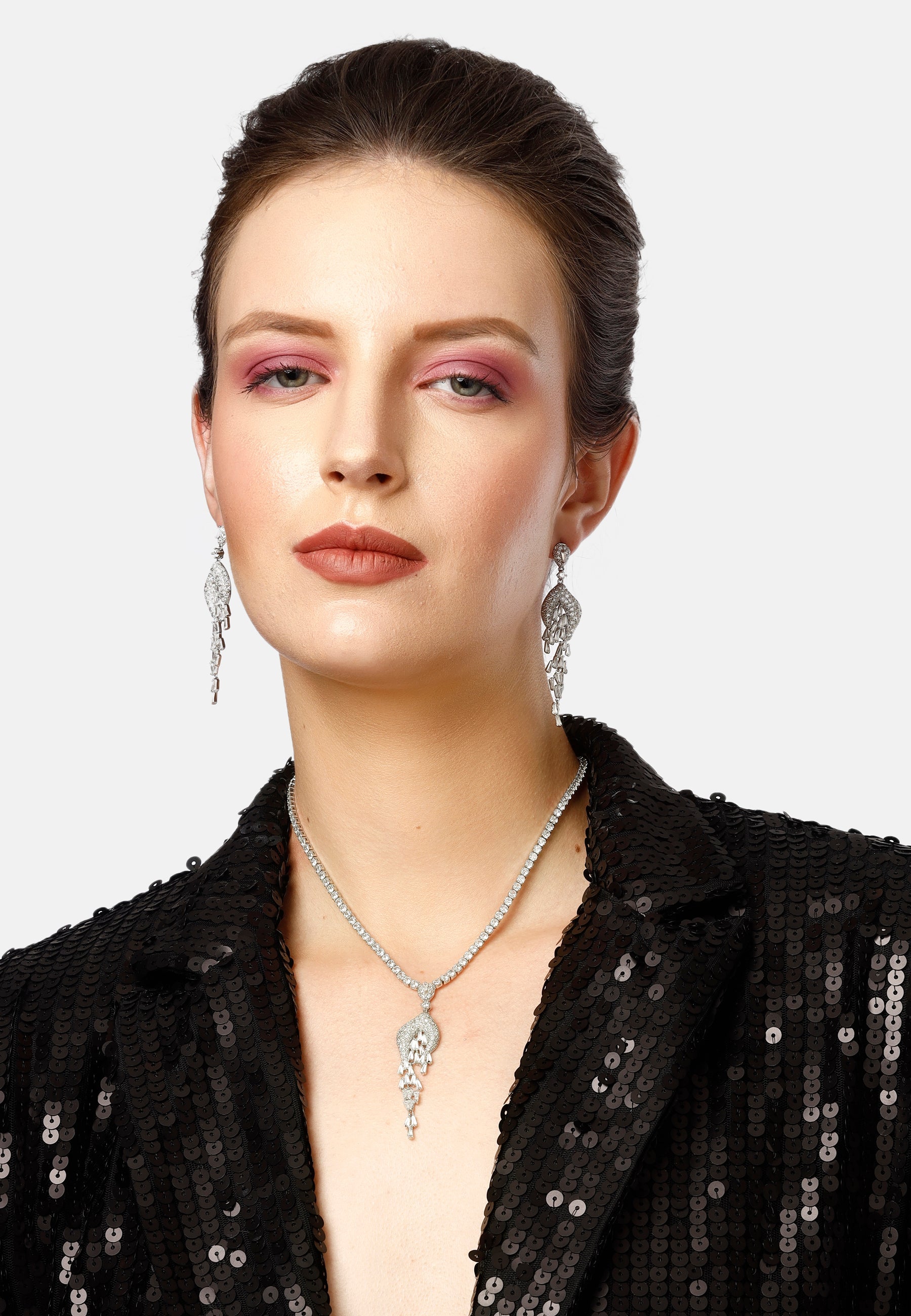 Diva Elegant Chandelier Necklace with Earrings Set