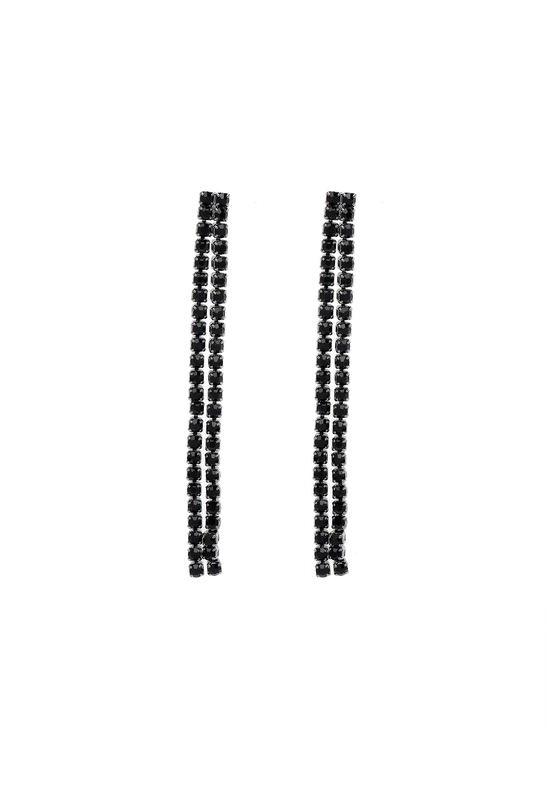 Black Color Tassel Gleaming Necklace Set