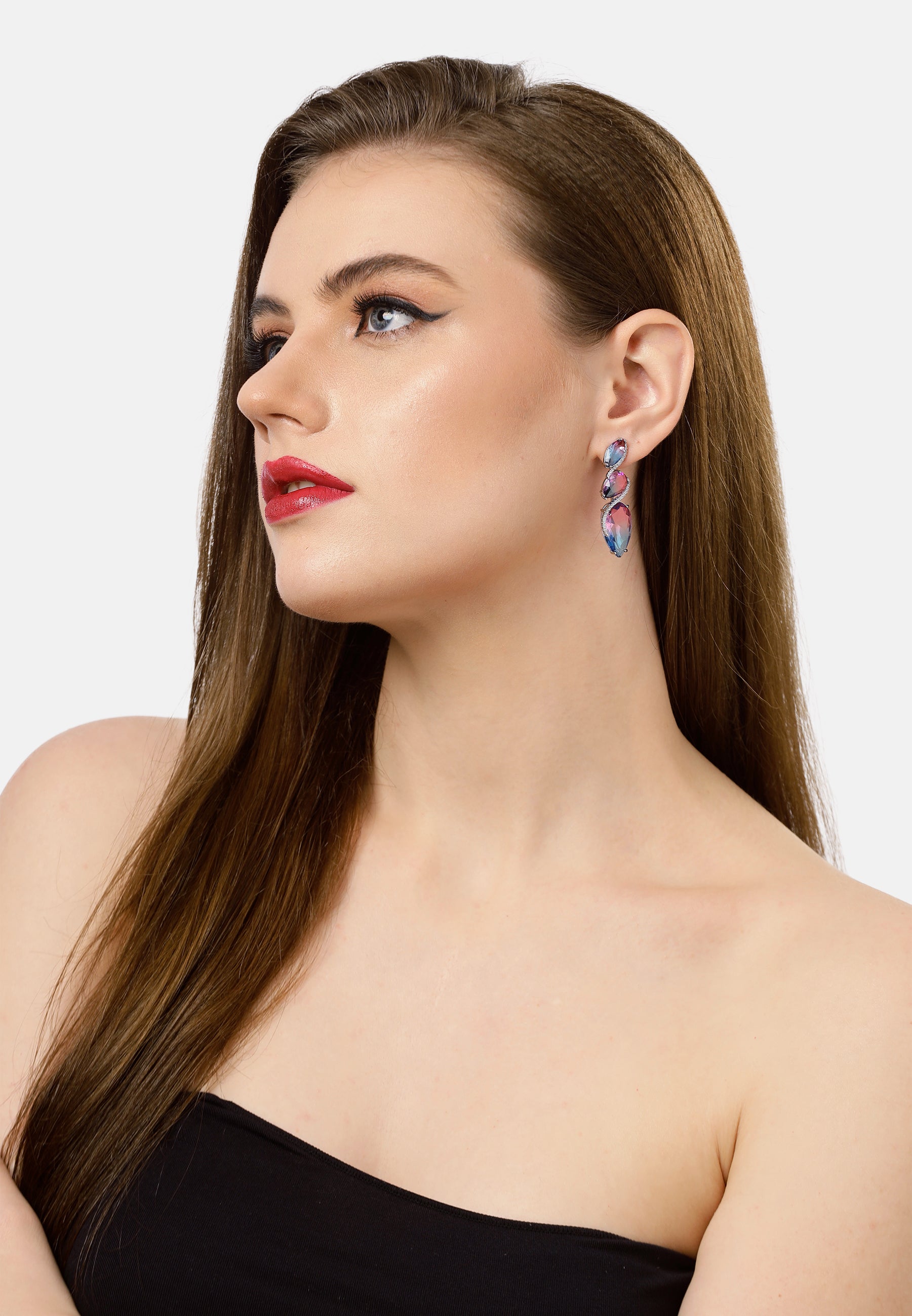Gleaming Violet Drop Earrings