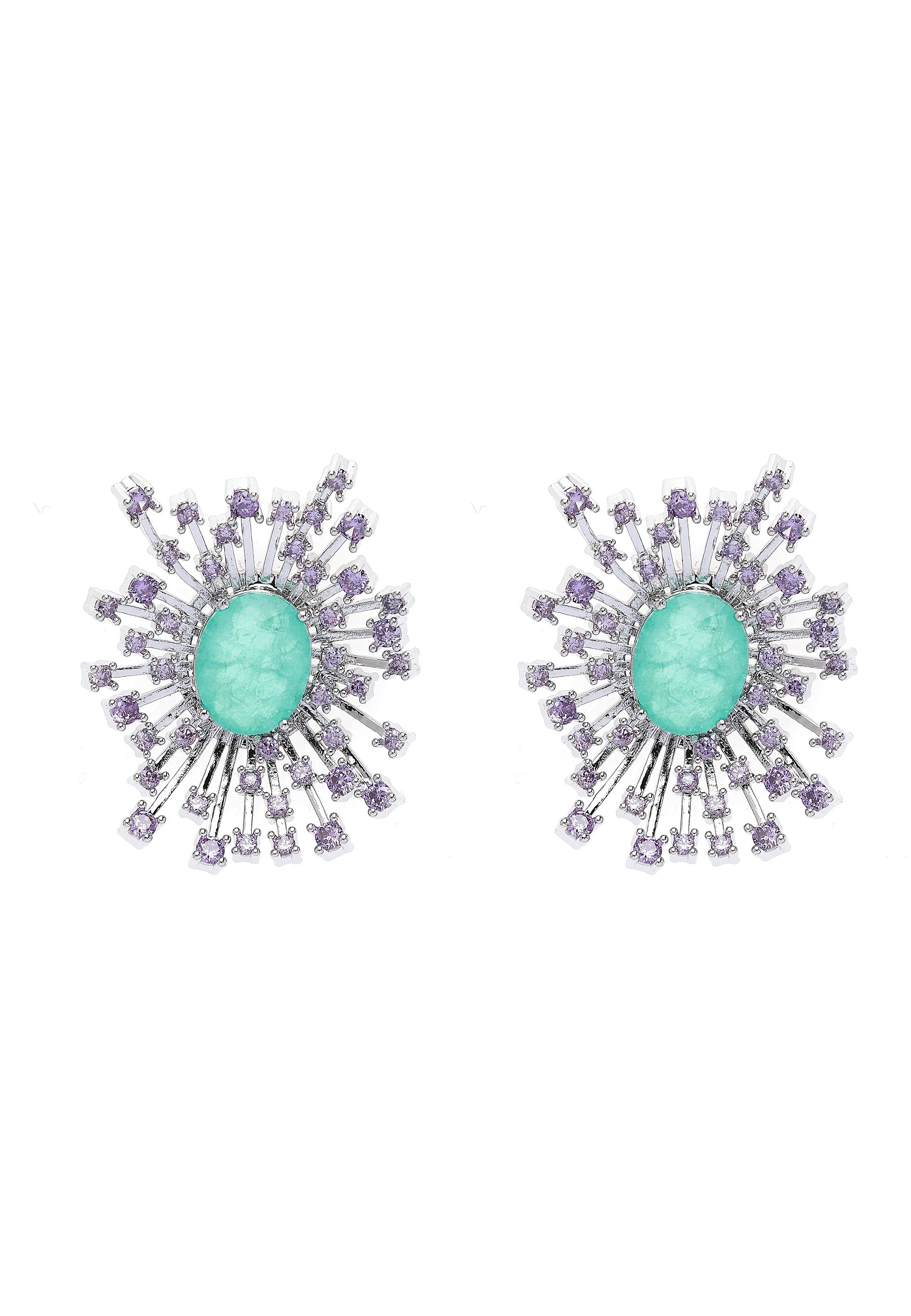 Light Purple Snowflake Oval Stud Earrings