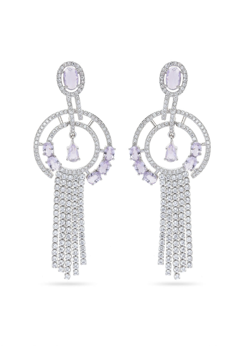 Geometric Purple Chain Dangle Earrings
