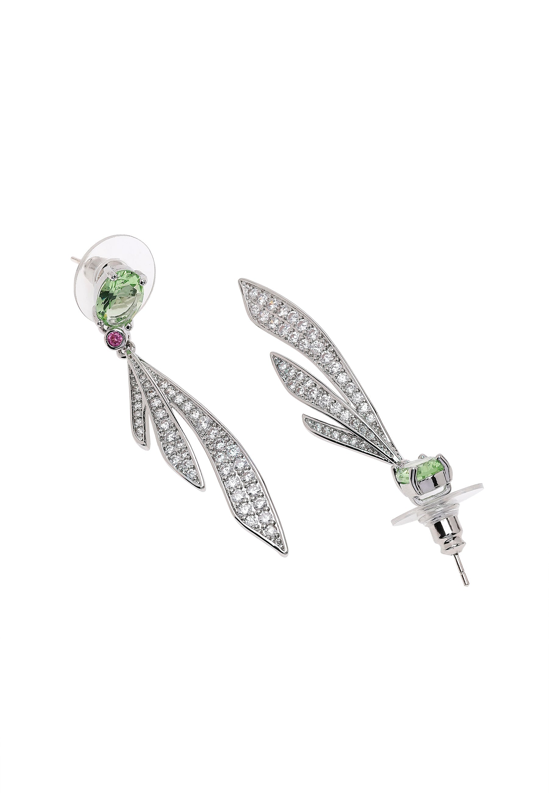 Silver colored Feather Drop Earrings