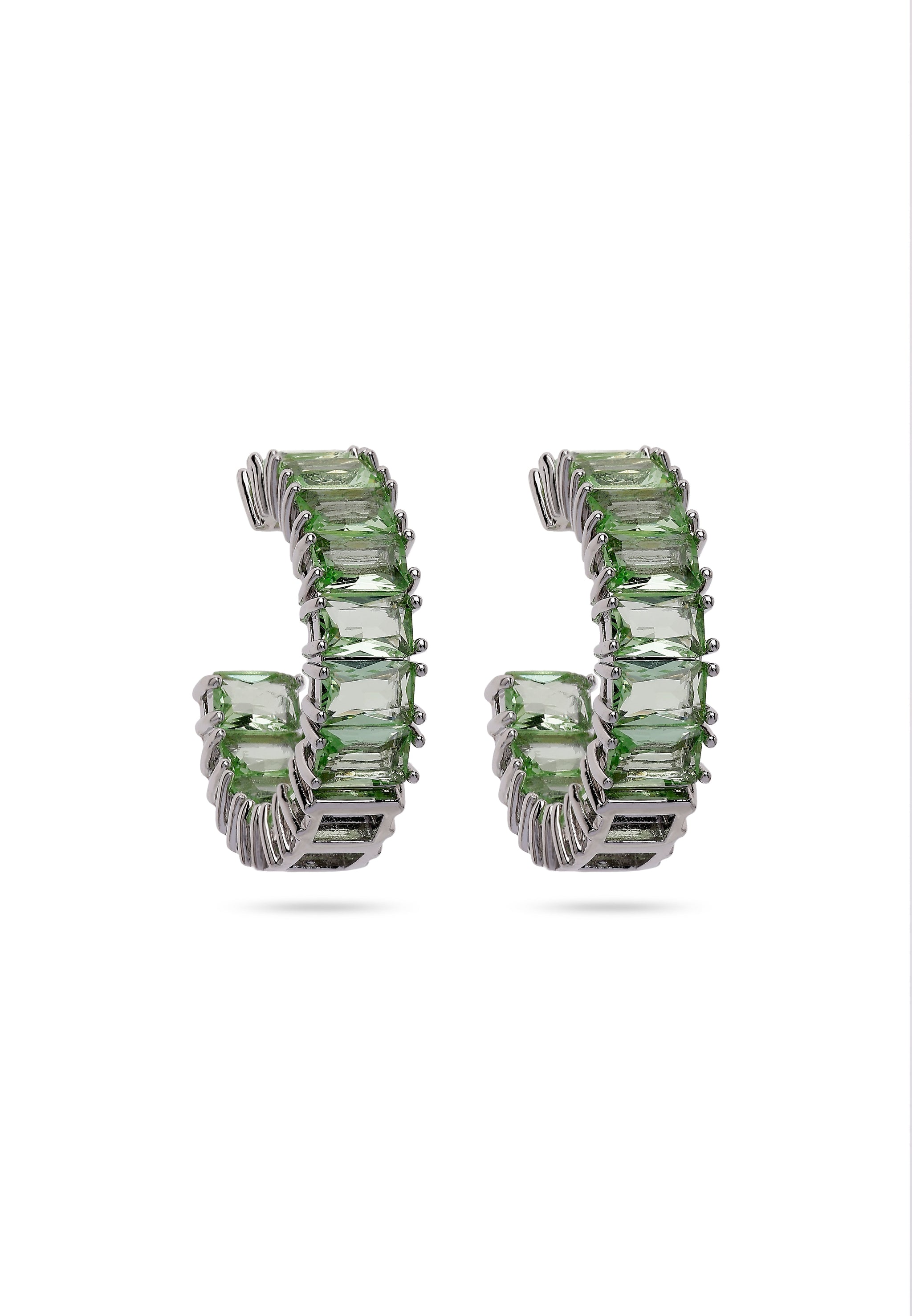 Light Green C-shaped Dainty Hoops