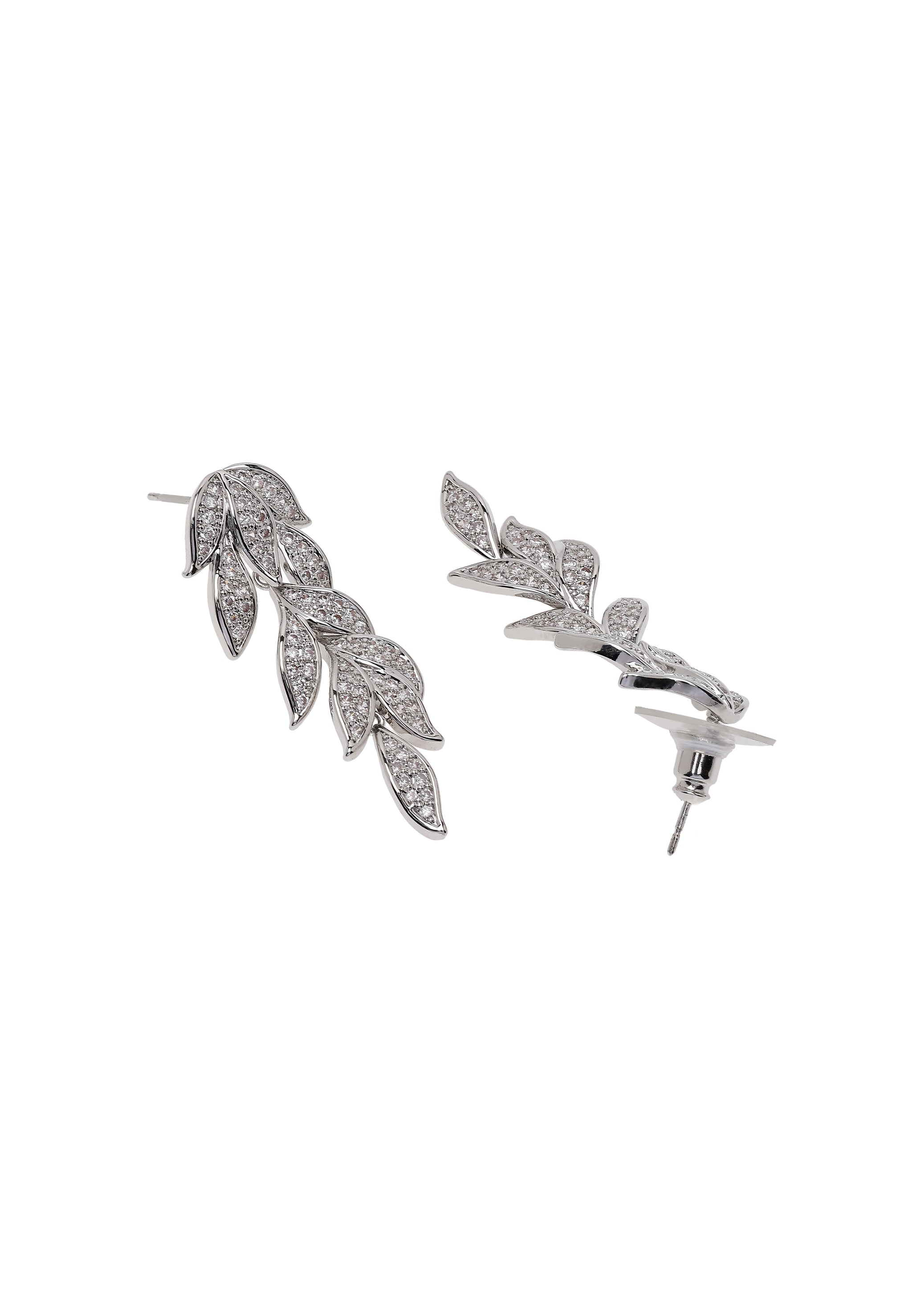 Silver Leafy Cascading Dangle Earrings