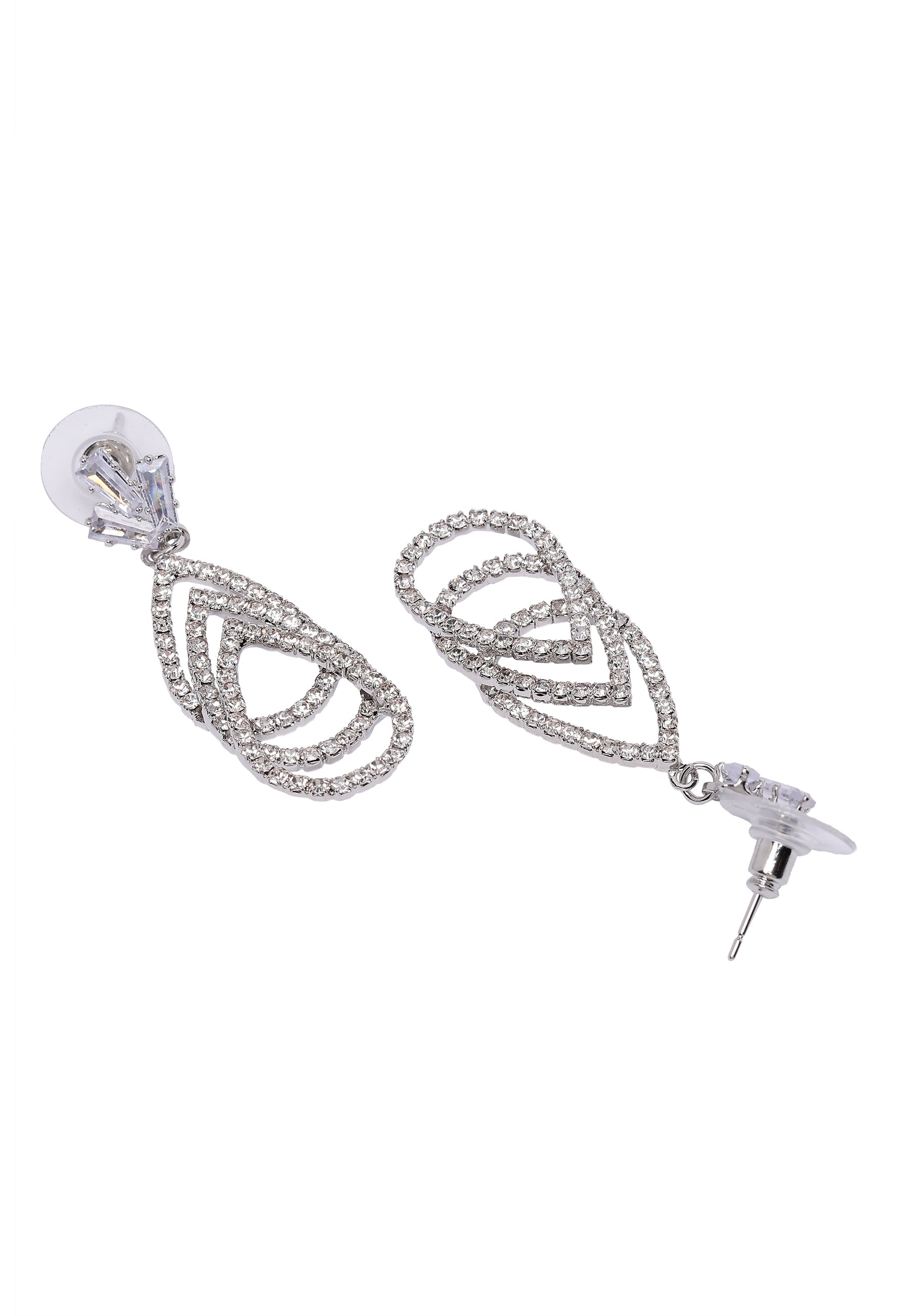 Gleaming Three-Tiered Diamond Drop Earrings
