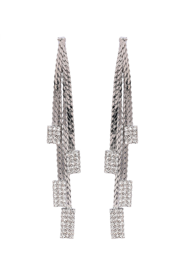 Square Stone Chain Earrings