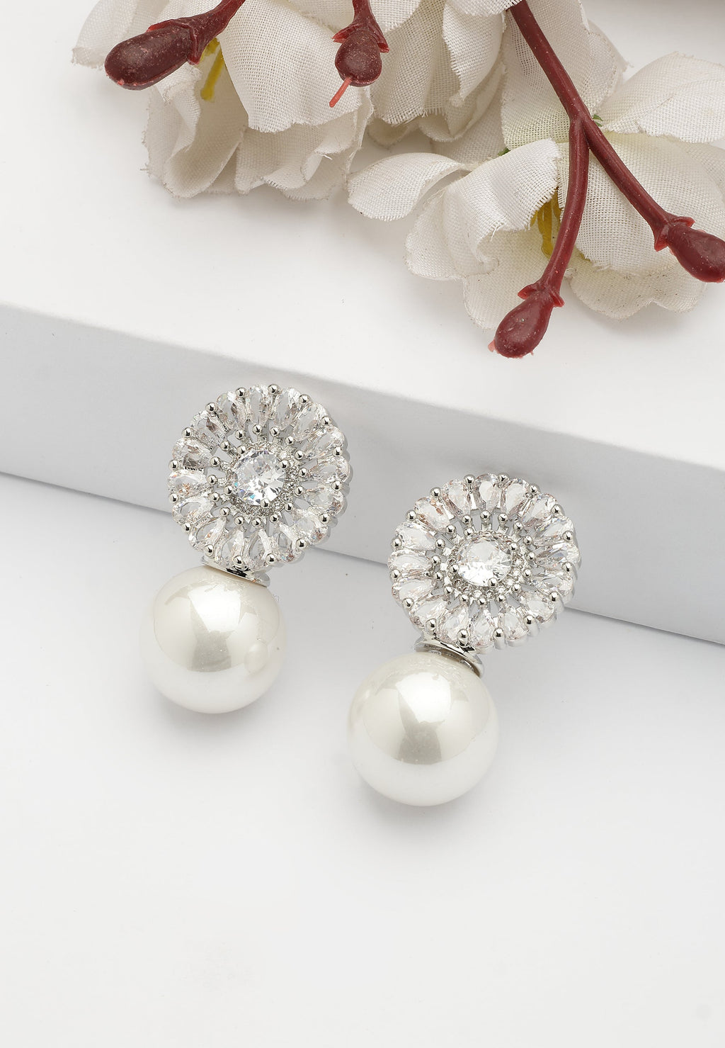 Duet of Pearl and Sparkle Drop Earrings