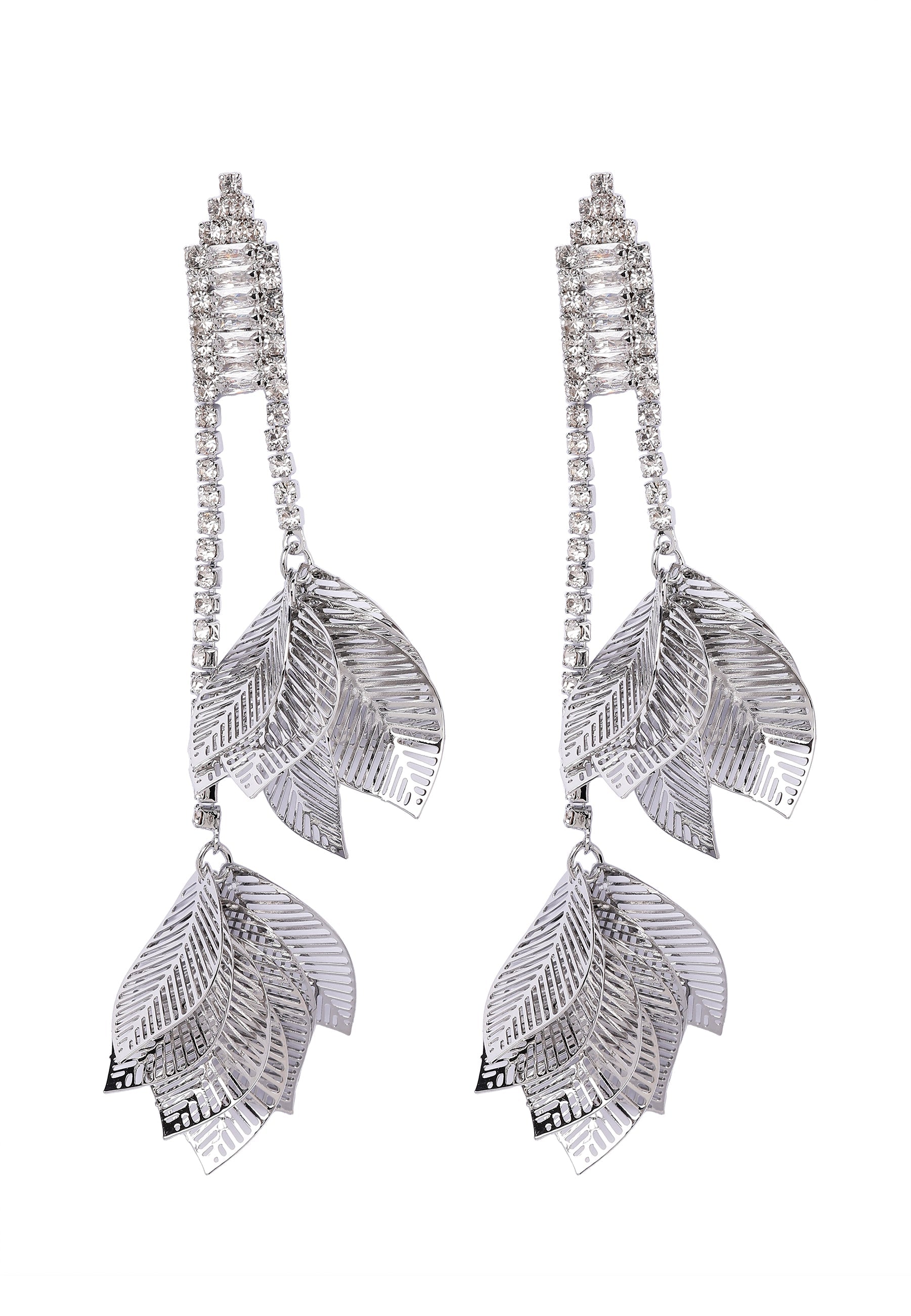 Crystal Leafy Dangling Earrings