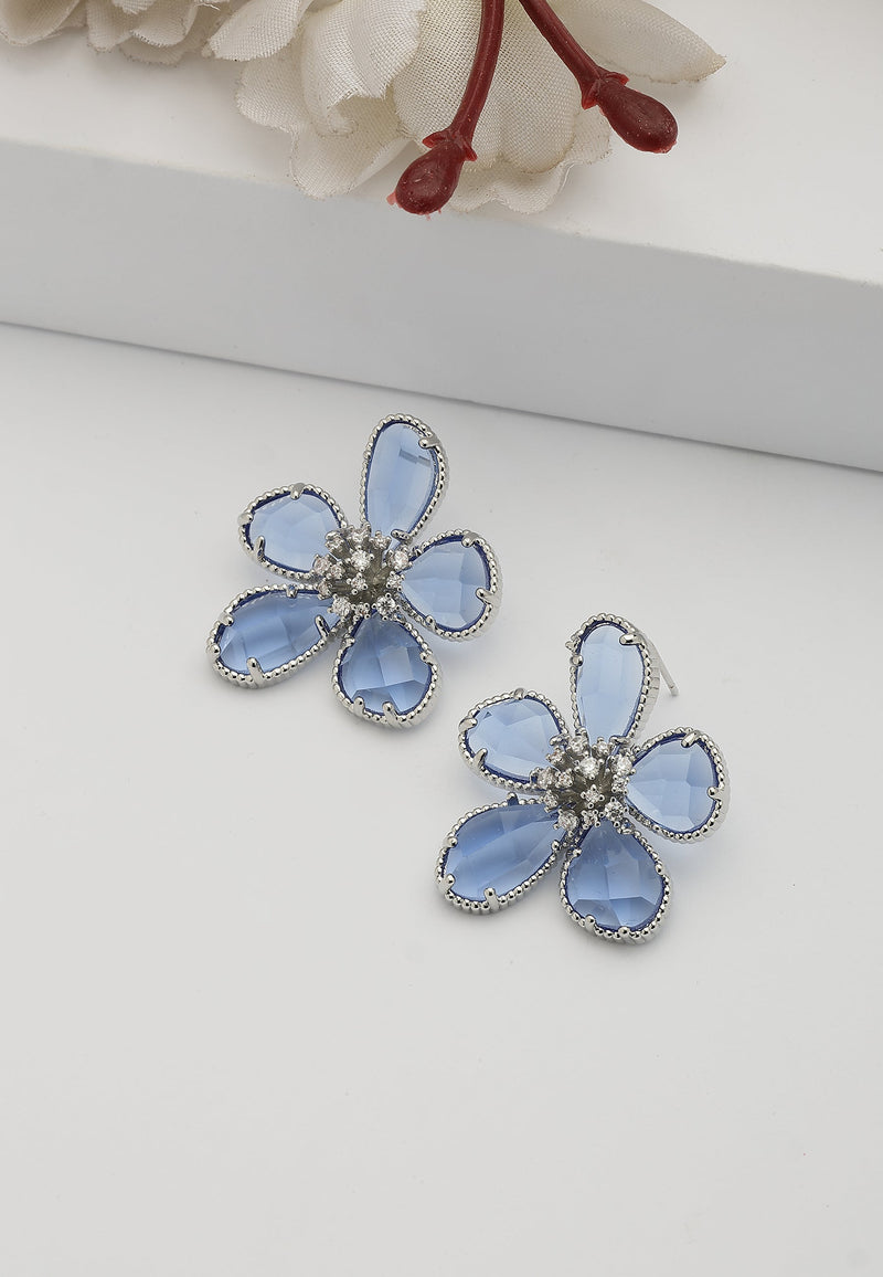 Blue Rhapsody Floral Stud Earrings