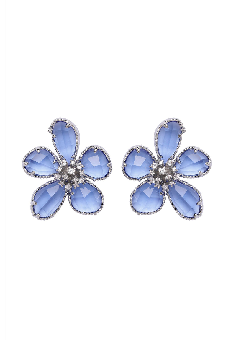 Blue Rhapsody Floral Stud Earrings