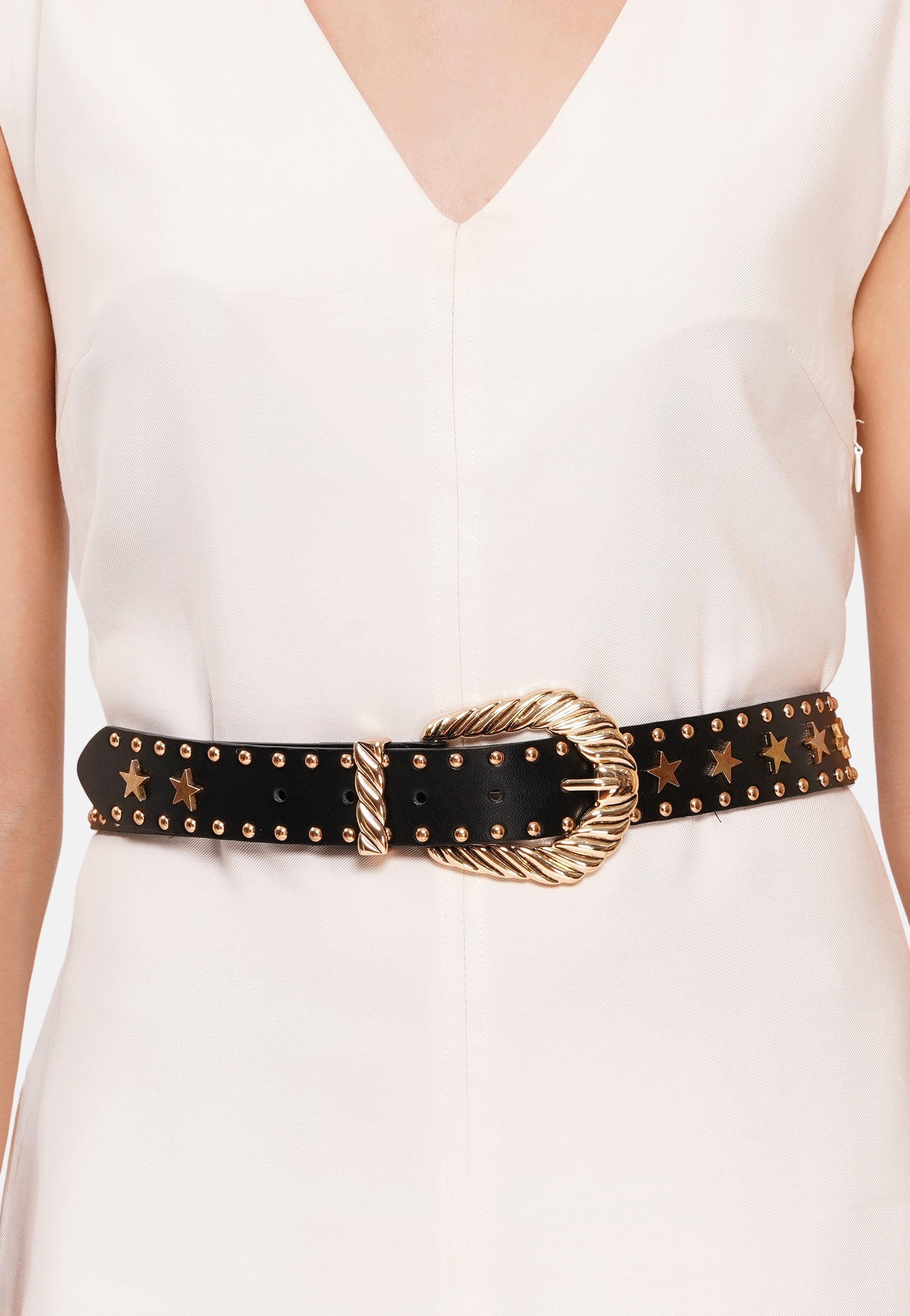 Sleek Black Belt with Star Detailing